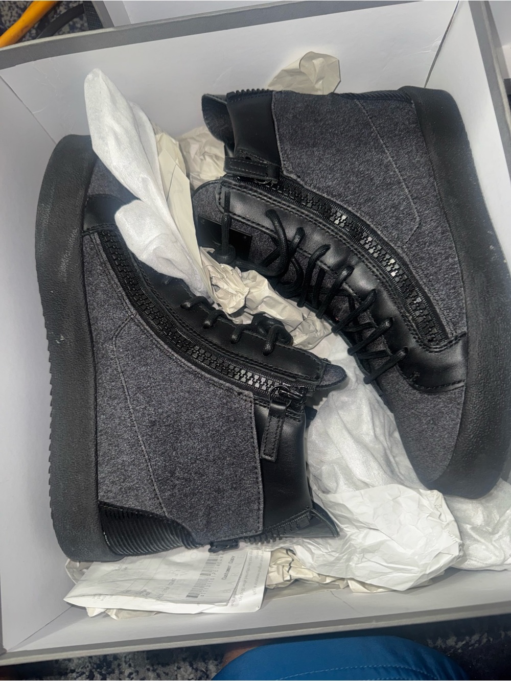 Giuseppe Zanotti Black and Grey High-Top Sneakers